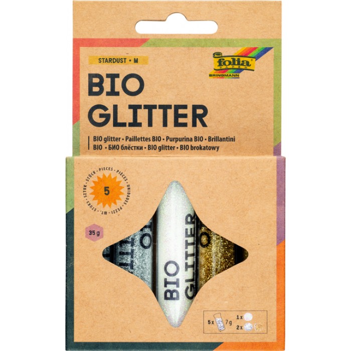 Glitterpoeder Bio Folia Stardust 7gr 5 stuks 3 kleuren