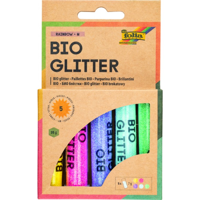 Glitterpoeder Bio Folia Rainbow 7gr 5 kleuren