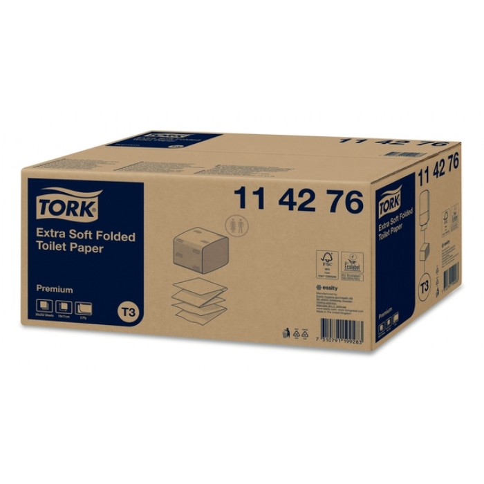 Toiletpapier Tork T3 gevouwen Premium Extra Soft 2-laags 30x252vel 114276