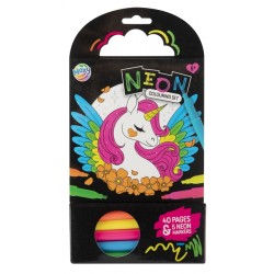 Colouring Book 15x15 cm 40 sheets 5 neon markers