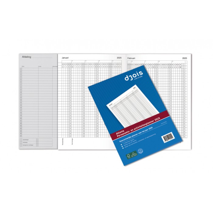 Jaarplanner 2025 Djois personeel- en activiteitenplanner