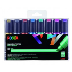 Verfstift Posca PC8K breed schuin metallic assorti set à 8 stuks