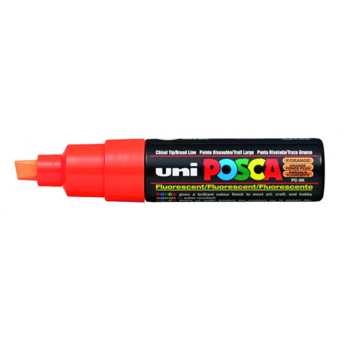 Verfstift Posca PC8K breed schuin fluor oranje