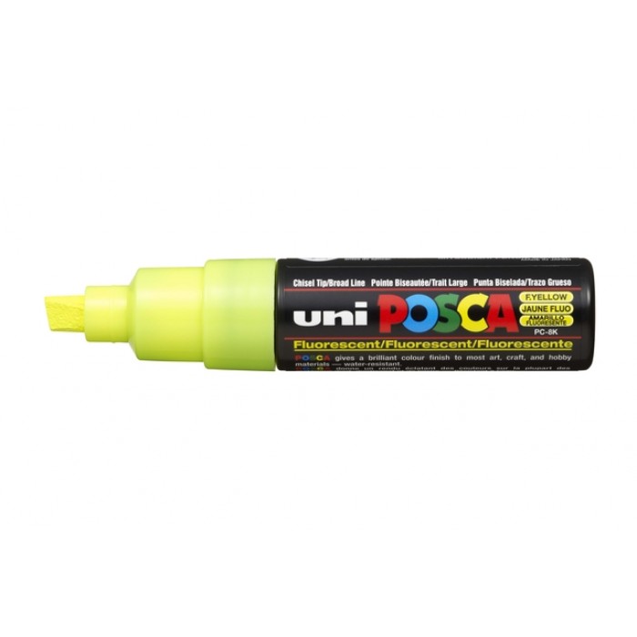 Verfstift Posca PC8K breed schuin fluor geel