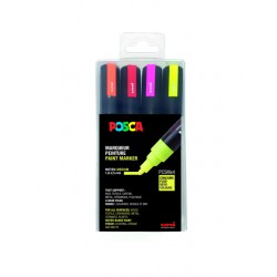 Verfstift Posca PC5M medium fluor assorti set à 4 stuks