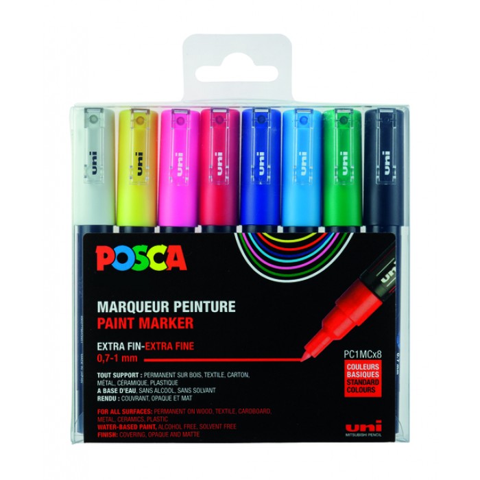 Verfstift Posca PC1MC extra fijn assorti set à 8 stuks