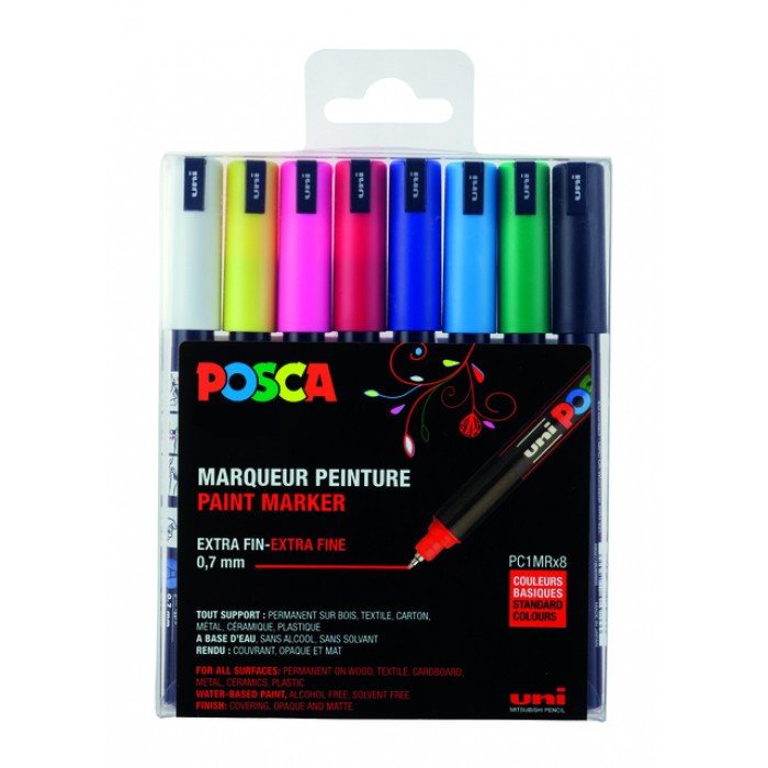 Verfstift Posca PC1MR extra fijn assorti set à 8 stuks