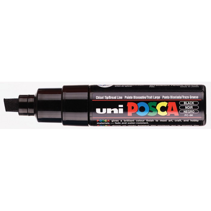 Verfstift Posca PC8K breed schuin zwart