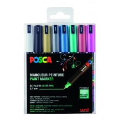 Verfstift Posca PC1MR extra fijn metallic assorti set à 8 stuks