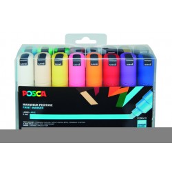 Verfstift Posca PC8K breed schuin assorti set à 16 stuks