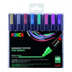 Verfstift Posca PC5M medium metallic assorti set à 8 stuks