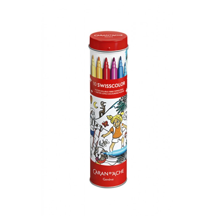 Viltstift Caran d'ache Swisscolor met poster koker à 10 kleuren