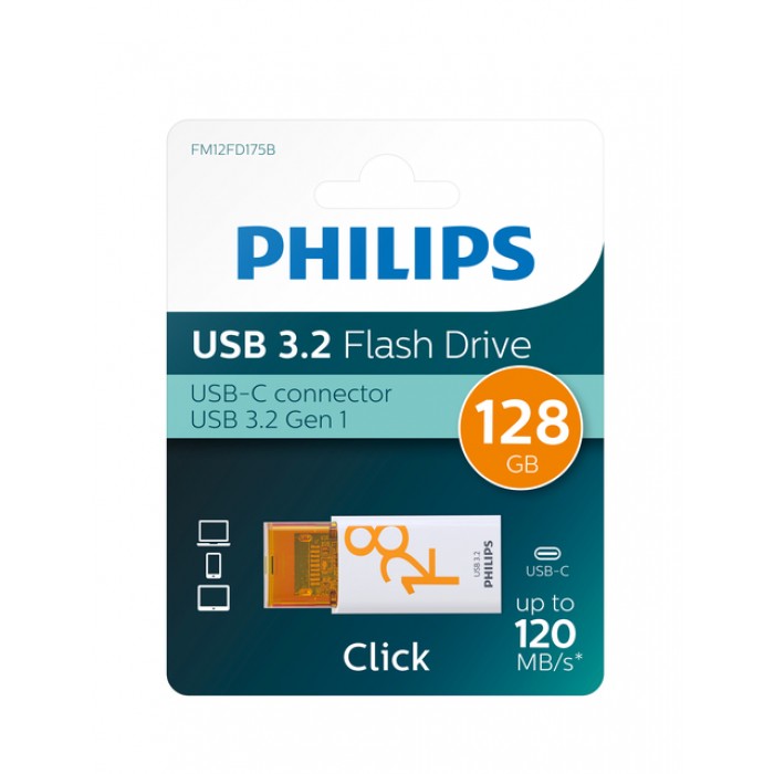 USB Stick Philips Click USB-C 128GB Sunrise Orange
