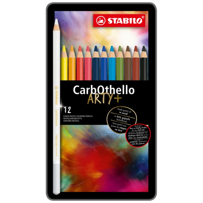 Kleurpotloden STABILO CarbOthello kalkpastel assorti blik à 12 stuks