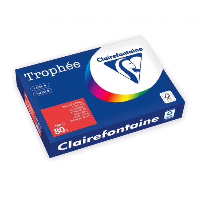 Kopieerpapier Trophée A4 80gr koraalrood 500 vel