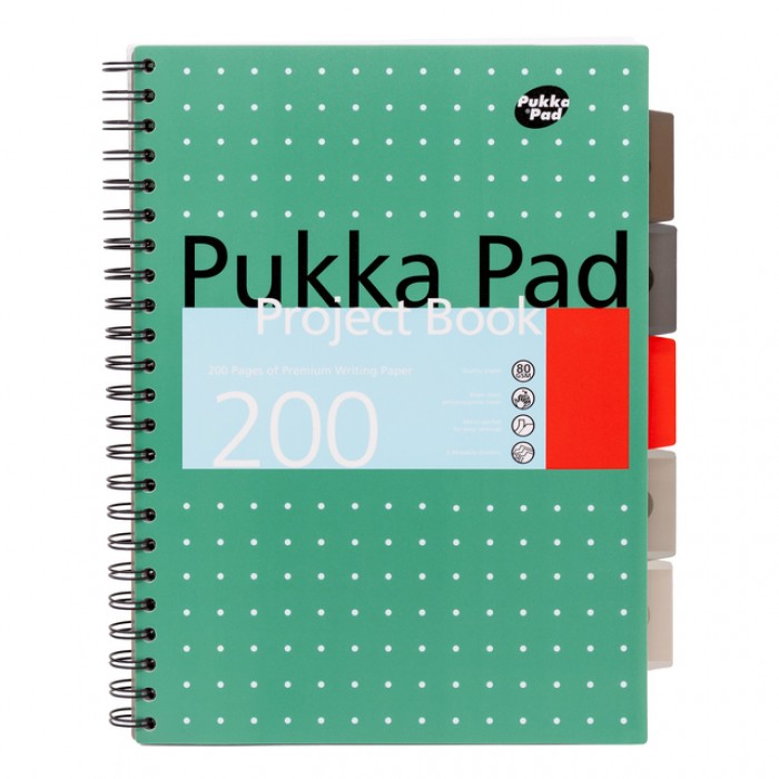 Projectboek Pukka Pad Metallic A4 lijn 5-tabs 200 pagina's 80gr groen