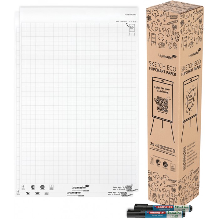 Flipoverpapier Legamaster SKETCH ECO raster 2x 50 vellen