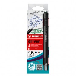 Fineliner STABILO dr!ver fijn assorti 4 stuks