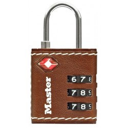 Hangslot Masterlock 3-cijfer combinatie TSA 30mm bruin leer