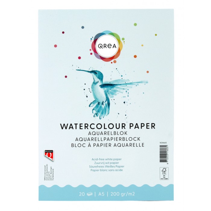 Aquarelblok Qrea A5 20vel 200gr gelijmd