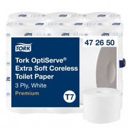 Toiletpapier Tork T7 Premium Optiserve Coreless 3-laags 63m wit 472650