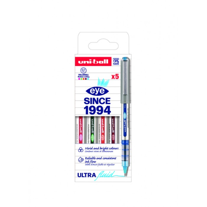 Rollerpen Uni-ball Eye UB157 medium assorti 5 stuks