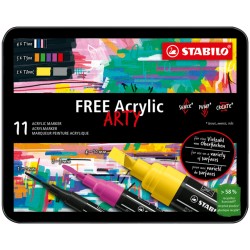 Acrylmarker STABILO  Free Acrylic Starter Kit assorti 11 stuks