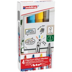 Viltstift edding 385 flipover penseelpunt assorti 4 stuks