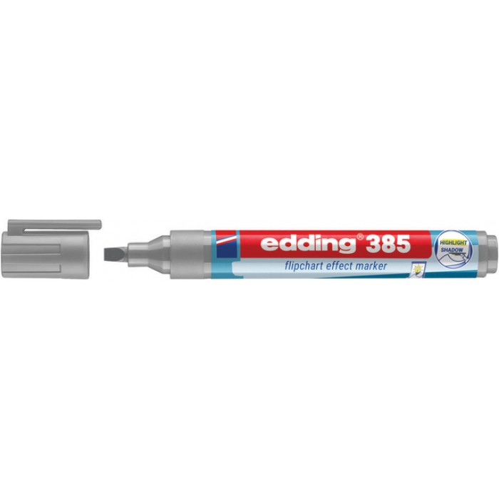 Viltstift edding 385 flipover penseelpunt zilvergrijs