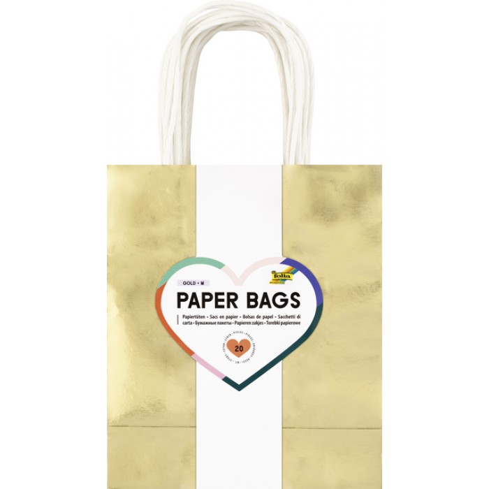 Cadeautas Folia goud kraft 24x31x12cm 20 stuks