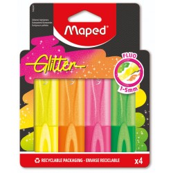 Markeerstift Maped Glitter set à 4 fluoriserende kleuren