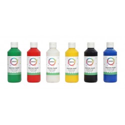 Plakkaatverf Qrea set à 6 standaard kleuren 250ml