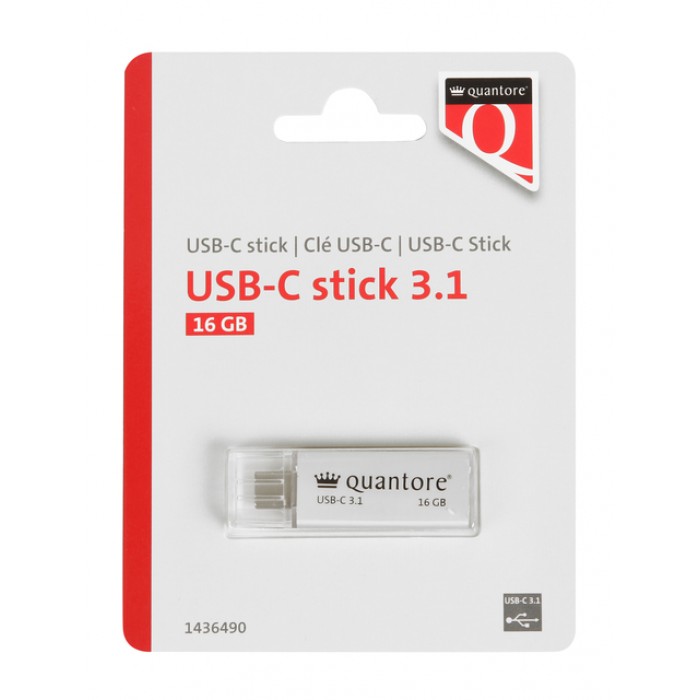 USB-stick Quantore USB-C 16GB 3.1 zilver