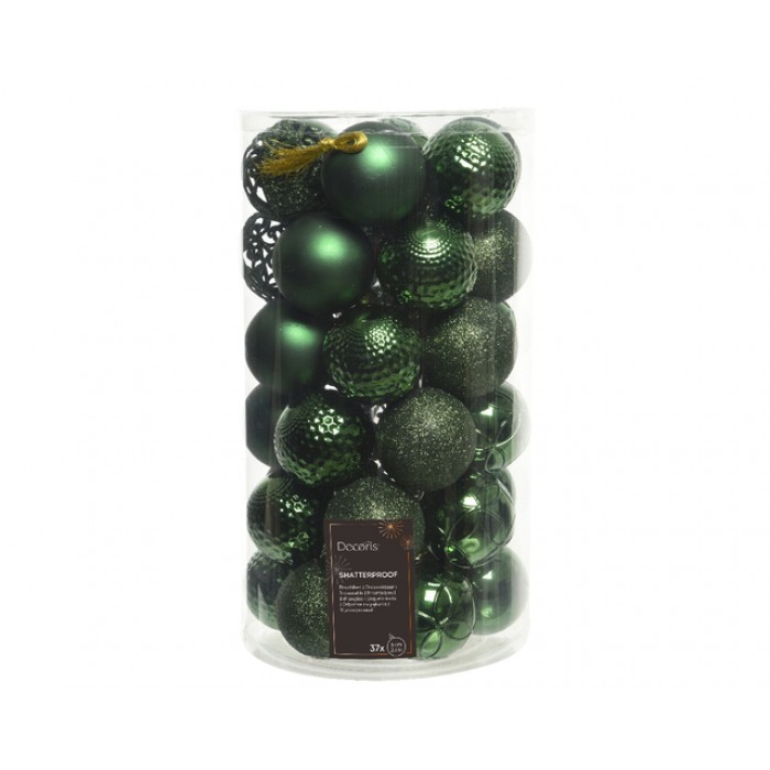 Kerstballen Decoris assorti dennengroen koker à 37 stuks
