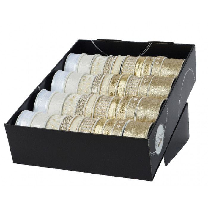 Cadeaulint Decoris polyester goud/parelmoer assorti