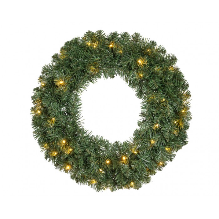 Kerstkrans Everlands met LED verlichting 60cm