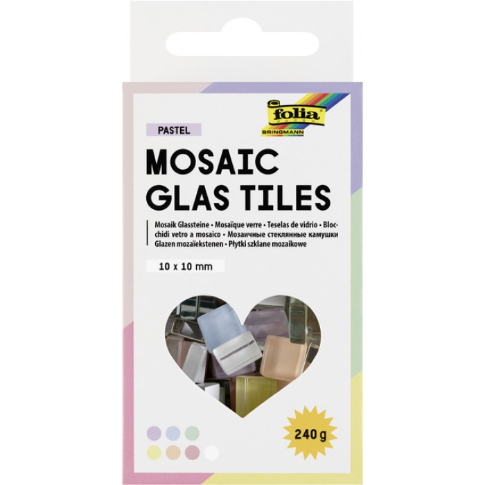 Mozaieksteentjes Folia 10x10mm glas pastel assorti