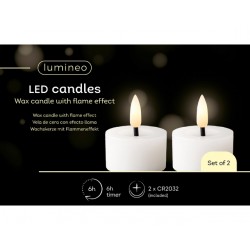 Theelicht LED Lumineo wax wit 2 stuks
