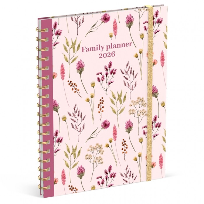 Familieagenda 2026 Lannoo 180x240 Flowers bouquet 7dag/2pag roze