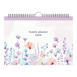 Familiekalender 2026 Lannoo 310x220 Flowers watercolour 7dag/1pag lila