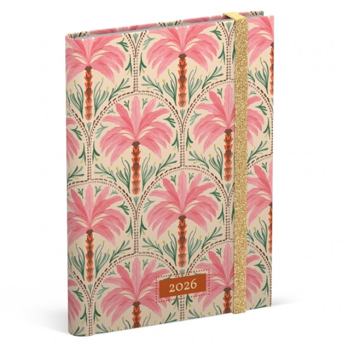Agenda 2026 Lannoo 120x160 Exotic palms 7dagen/2pagina's roze
