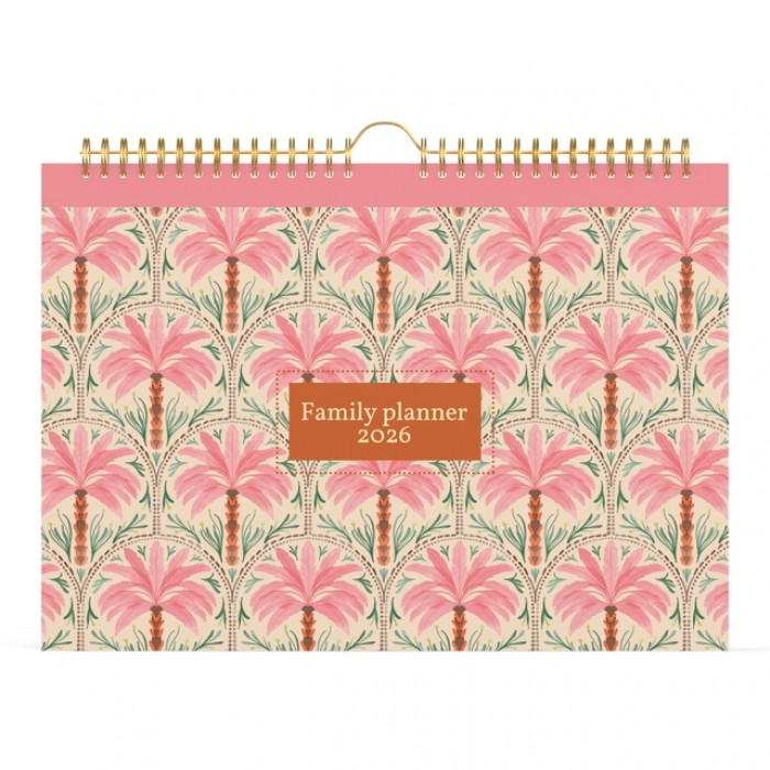 Familiekalender 2026 Lannoo 310x220 Exotic palms 7dagen/1pagina roze