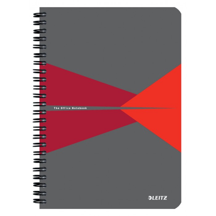 Notitieboek Leitz Office A5 lijn 180 pagina's 80gr grijs rood