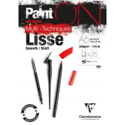 Tekenblok Clairfontaine Paint On A5 glad 25 vel 250gr wit