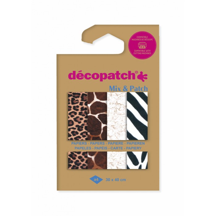 Hobbypapier Décopatch 30x40cm set à 4 vel thema dierenhuid