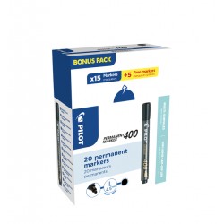 Permanent marker PILOT 400 schuin breed zwart 15+5 gratis