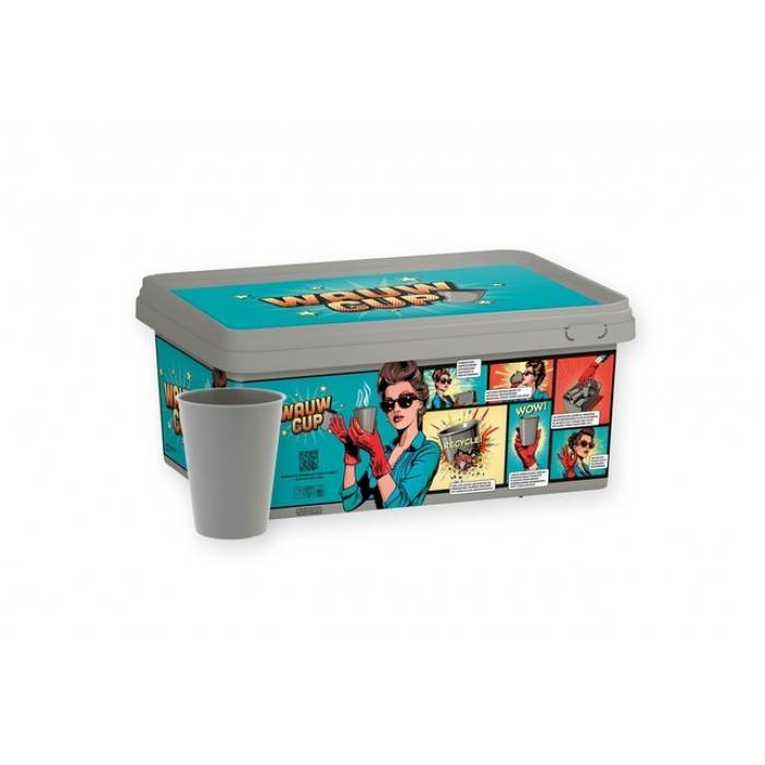 Koffiebeker IEZZY 180ml herbruikbaar Wauw 150 stuks grijs
