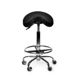 Zadelkruk Office Premium standaard met voetring harde wielen zw