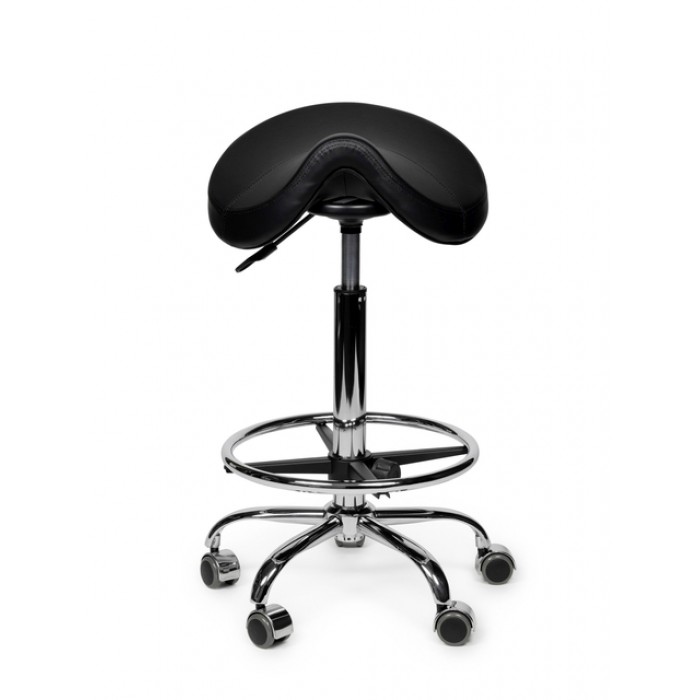 Zadelkruk Office Premium standaard met voetring harde wielen zw