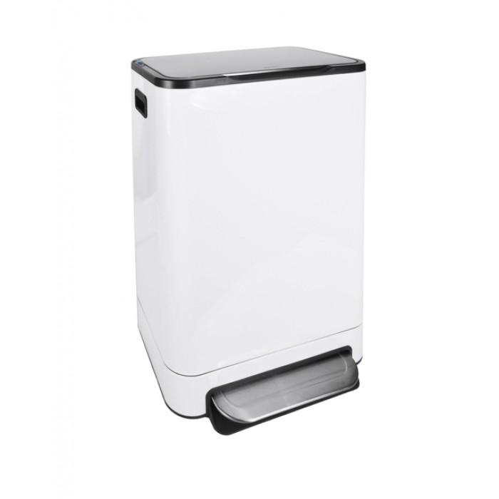 Afvalbak Desq pedaalemmer 40 liter RVS wit